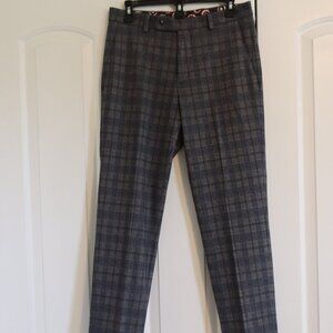 The Original Ben Sherman‎ Men's Plaid Pant 30x30 Slim Fit Flat Front